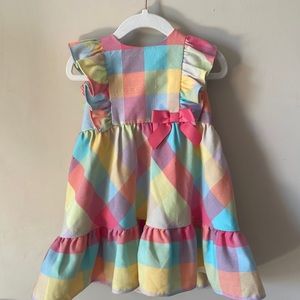 Bonnie Baby plaid dress with Ruffles & bow